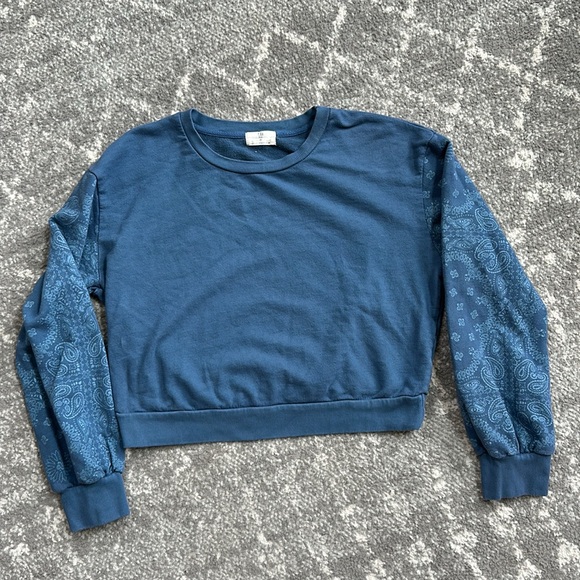 Anthropologie T.La cropped style blue sweatshirt - Picture 8 of 9